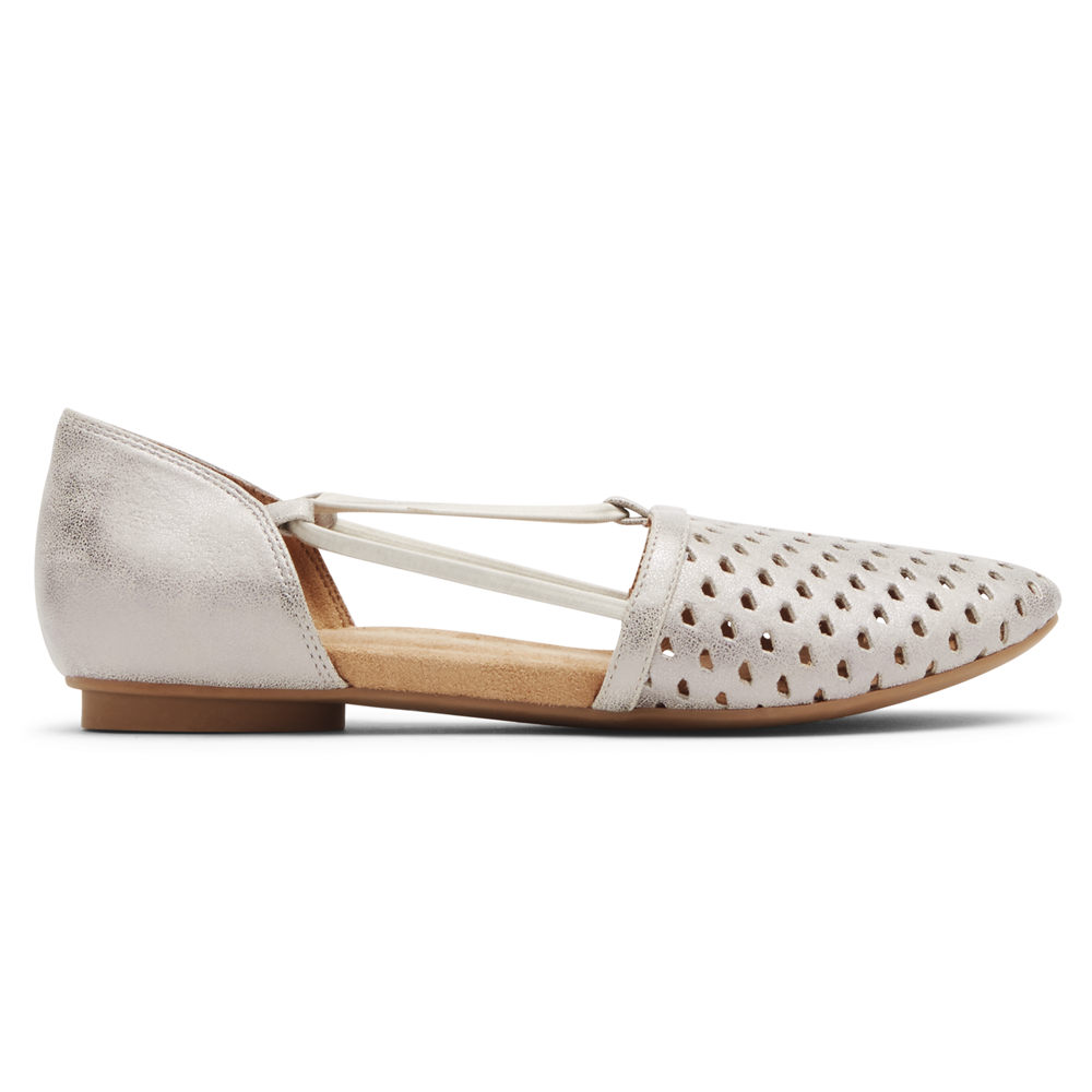 Rockport Singapore Womens Flats - Reagan Perforated White - MX7309265